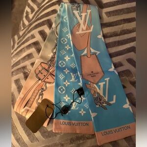 Louis Vuitton Blue and Pink Scarf